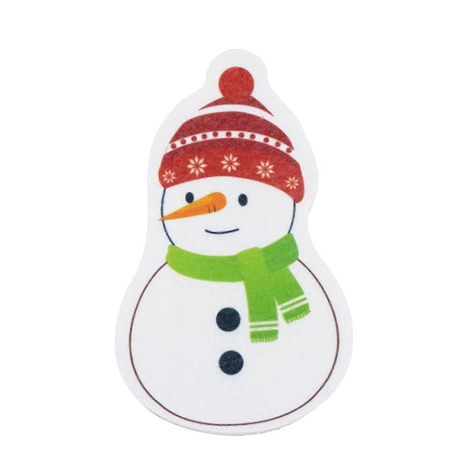 Christmas Sponge Scrubber Snowman Shape Scratch Durable Holiday Kitchen and Bathroom Use