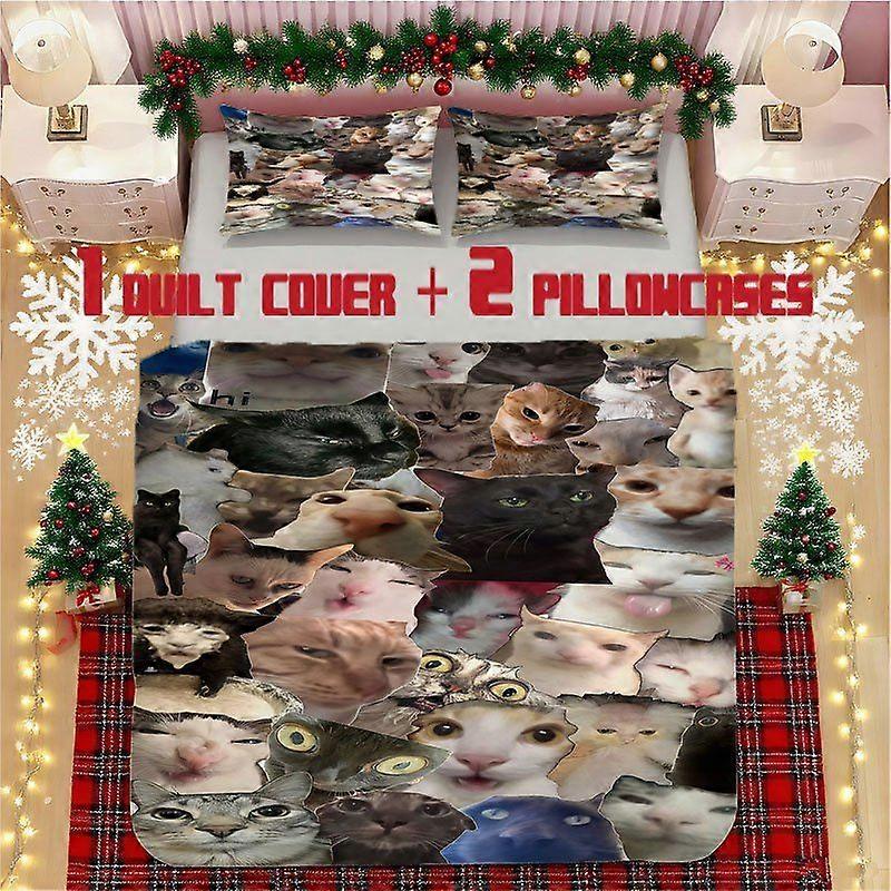 Cat Collage Soft Printed Bedding Set Polyester Fabric Decorative & Warm