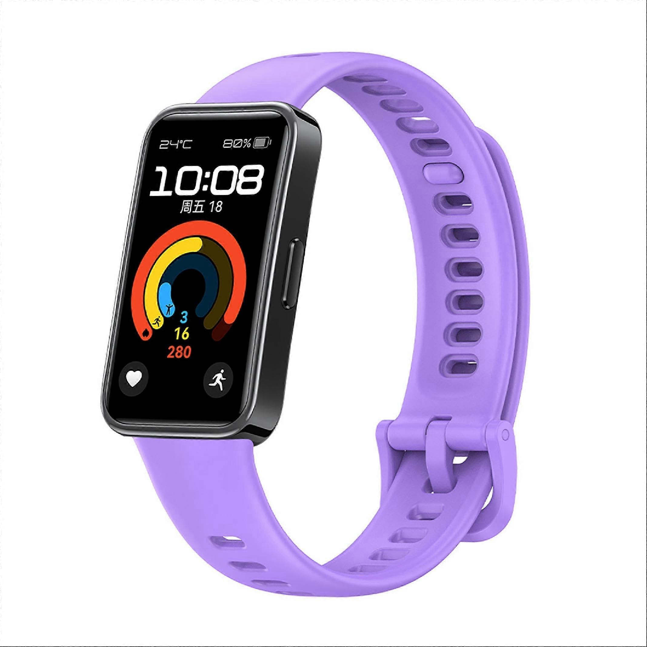 Breathable Silicone Replacement Strap for Huawei Band 8 9 10 Quick Install Purple