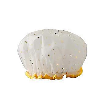 Waterproof DoubleThick Yellow Shower Cap for Women and Girls, Travel Friendly Hair Cover