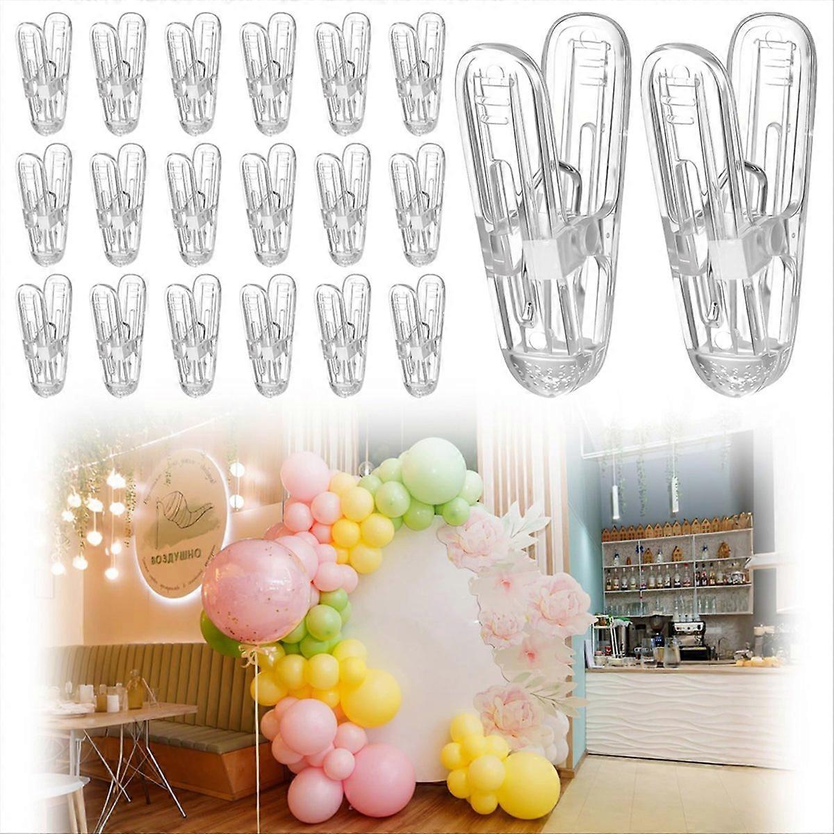 20pcs Balloon Arch Clips Plastic Transparent Spring Clamps