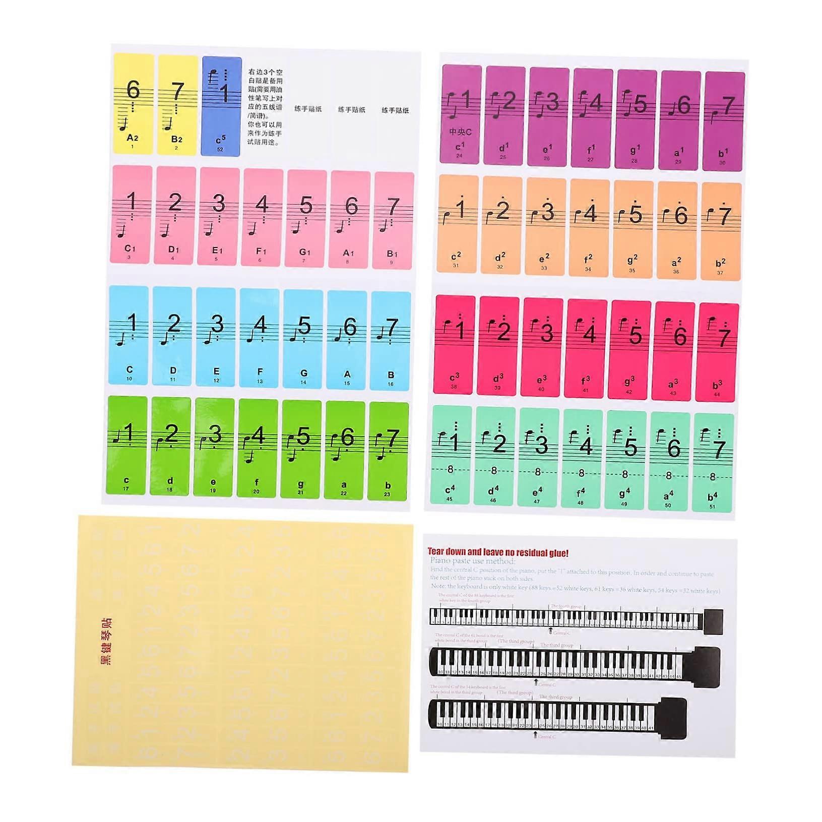 Piano Keyboard Stickers for Beginners with Fast Note Recognition, Durable Removable Key Labels