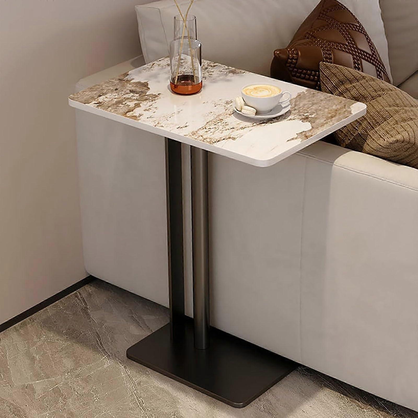 Wall Mounted Dressing Table with Drawer, SpaceSaving Floating Vanity, Modern C Shaped End Table for Sofa