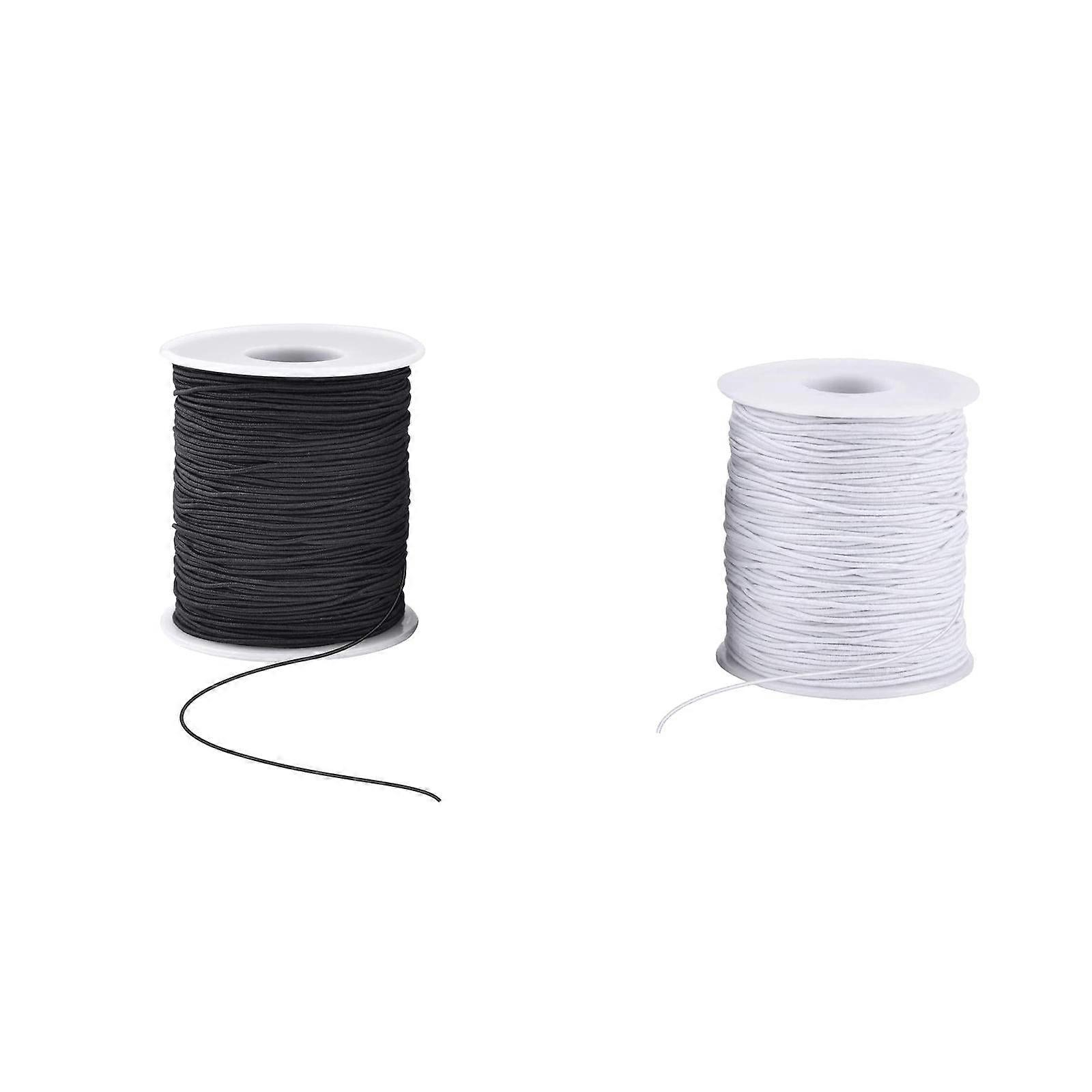 2pcs 1mm Black Elastic Cord for Bracelet Making, Stretch Beading Thread, Durable & Versatile DIY String