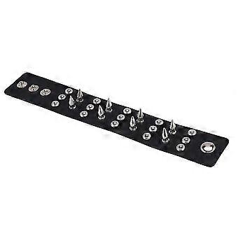 Bracciale da uomo in pelle e metallo con borchie Spikes Black di buona qualità