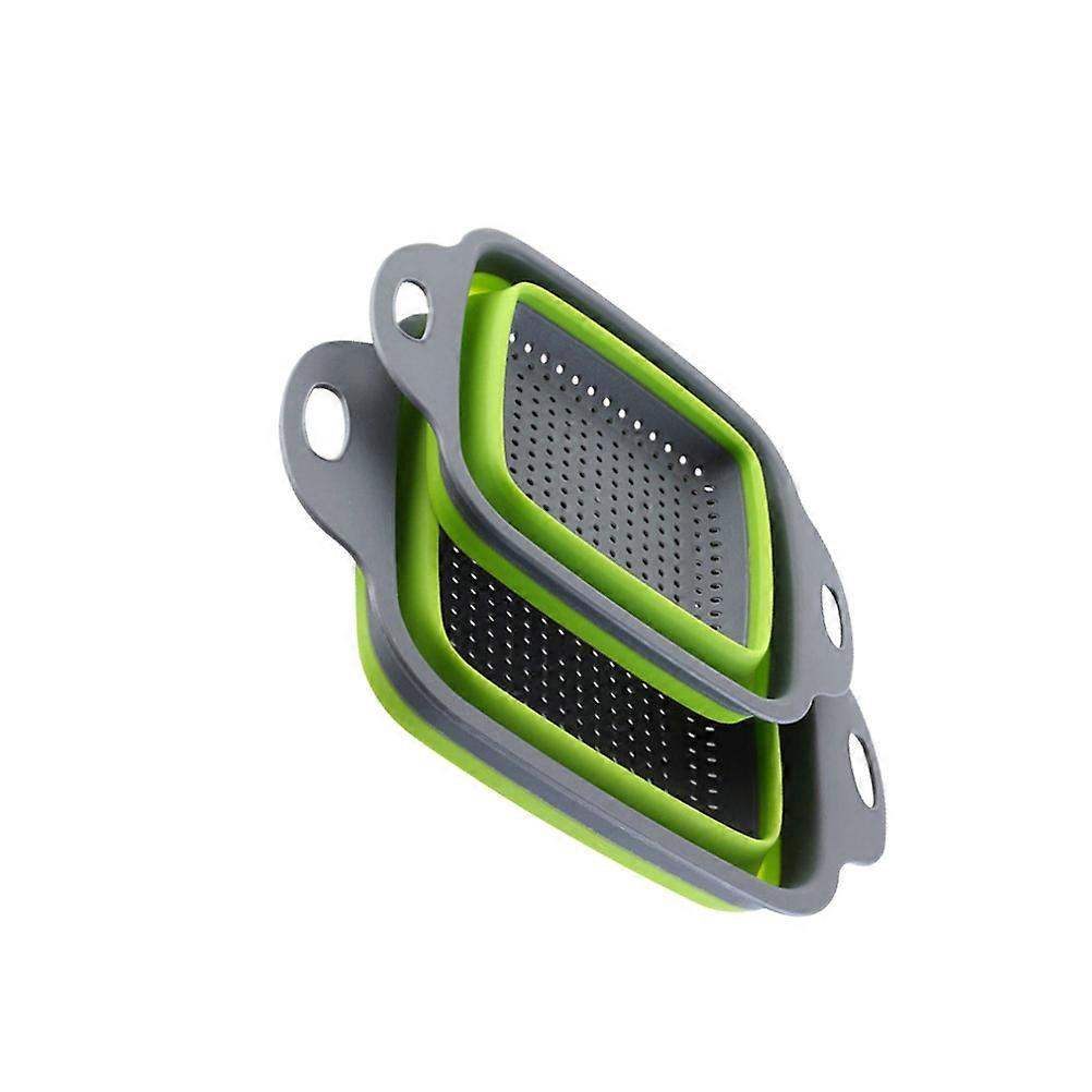 Drain Basket Foldable Storage Basket for Kitchen Use 2Pcs Green Multi-Purpose