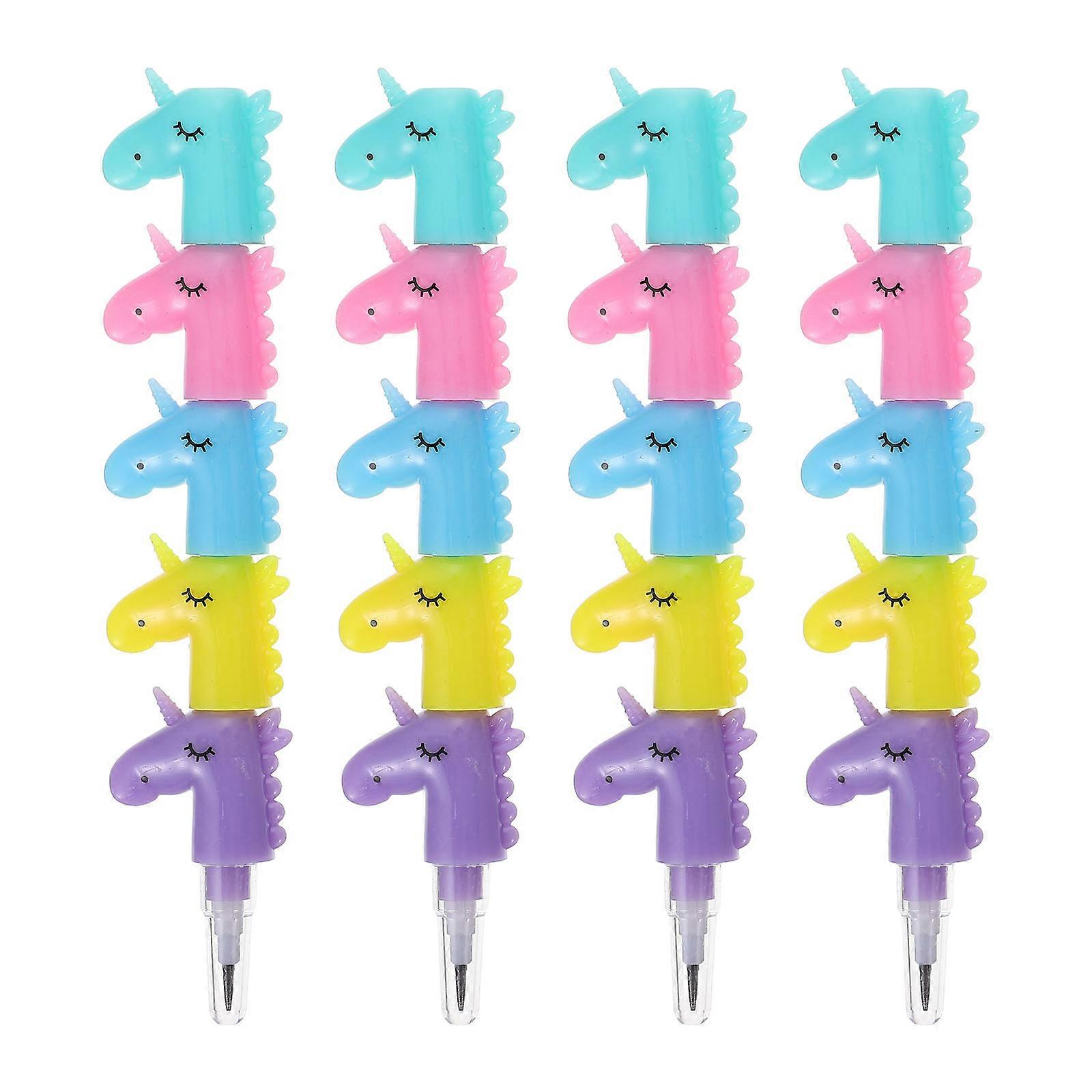 Assorted Color Unicorn Pencils for Writing 20Pcs Stackable Pencils