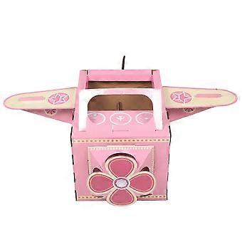 Roze kartonnen vliegtuigje voor kinderen, ideaal om creatief mee te spelen.