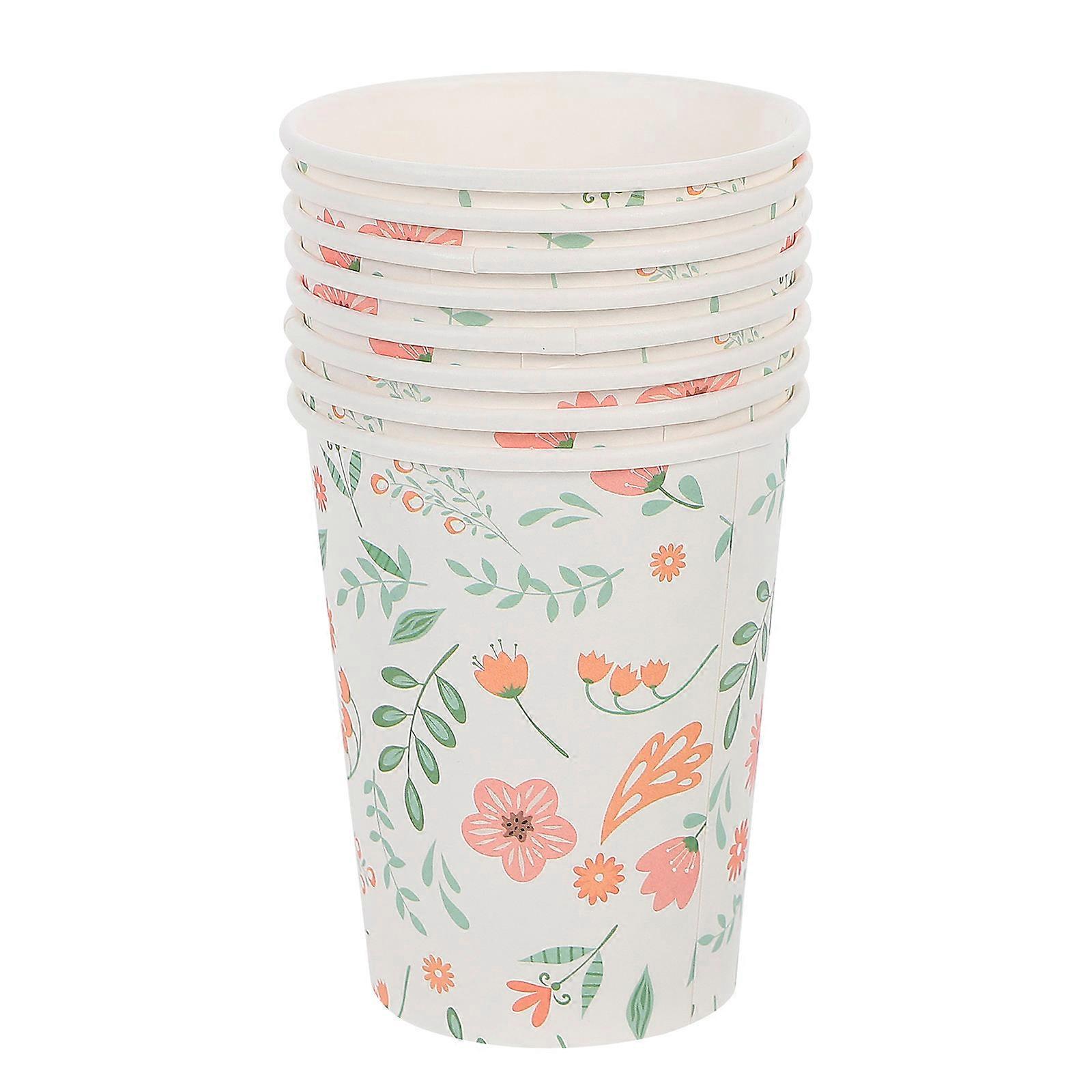 Drinking Cups for Party Use 24Pcs Flower Pattern Paper Cups Set