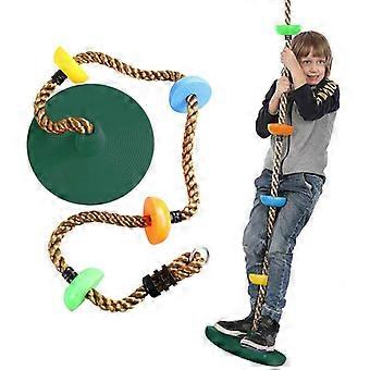 Kids Climbing Rope Tree Swing with 30cm Seat Discs and Platforms,200cm Swing Set Outdoor Playground Play Accessories for Children(Green)