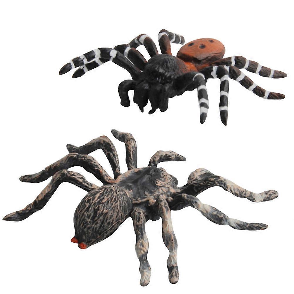 Plastic Spider Solid Insect Model Toys for Playing 2Pcs Assorted Colors