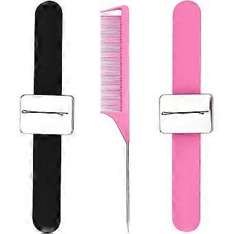 Kit de coiffure avec 2 bracelets magnétiques en silicone et 1 peigne à raie - Pinces et épingles pour la coiffure, la couture et le jardinage