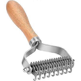 Pet Grooming Brush,2 Sided Undercoat Rake For Dogs & Cats, Safe Dematting & Deshedding Tool
