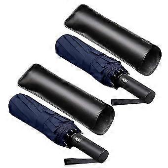 2x 12 Rippen Winddichter Reiseschirm mit PTFE-Bedachung, verlängertem Griff und automatischer Öffnungs-/Schließtaste