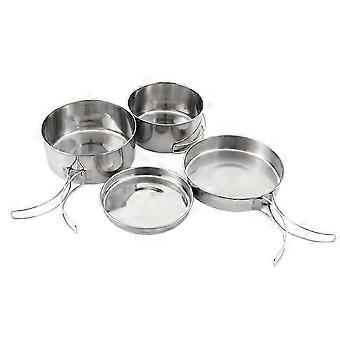 4Pcs Stainless Steel Camping Cookware Set - Pot, Bowl & Utensils compatible withHiking, Picnic, Outdoor Cooking Portable
