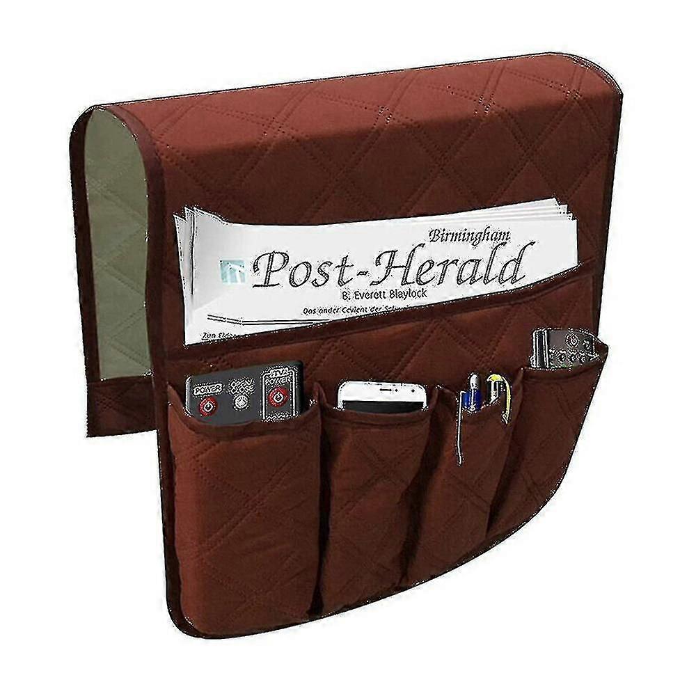 Sofa Armrest Hanging Storage Bag (brown)-gltp