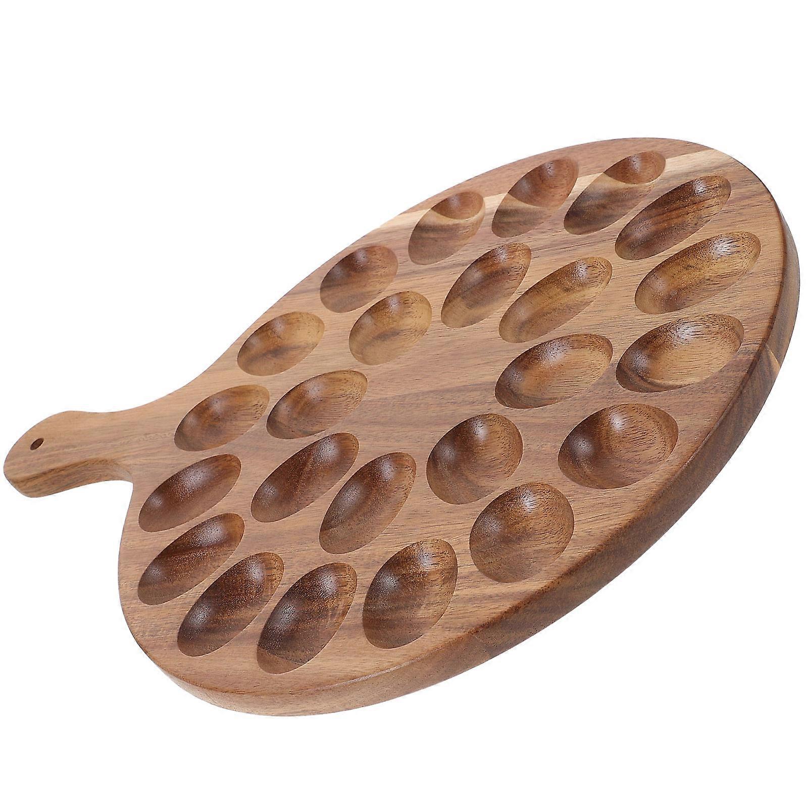 Deviled Egg Platter Deviled Egg Tray Catering Platter Serving Tray with Handle Random Wood Grain