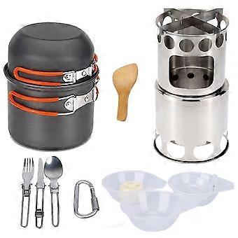 Camping Cookware Mess Kit Portable Outdoor Cooking Set With Camping Stove Non-stick Aluminum Camping