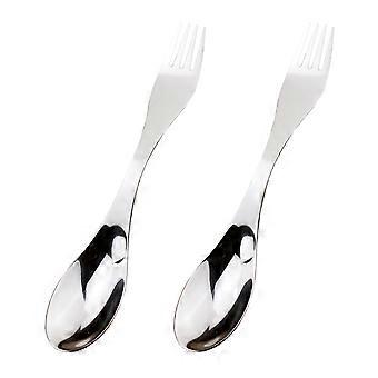 2pcs Stainless Steel Double-ended Spork Multifunction Fork Spoon Flatware for Camping Picnic Travel