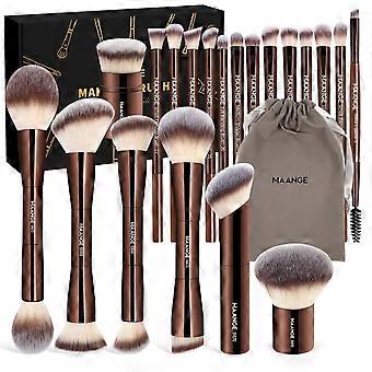 MAANGE 20-teiliges Foundation-Make-up-Pinselset, doppelseitiger Kabuki-Konturpinsel für flüssiges Puder, Concealer, Verblenden, Rouge, Gesichts-Make-up-Werkzeuge mit Geschenk