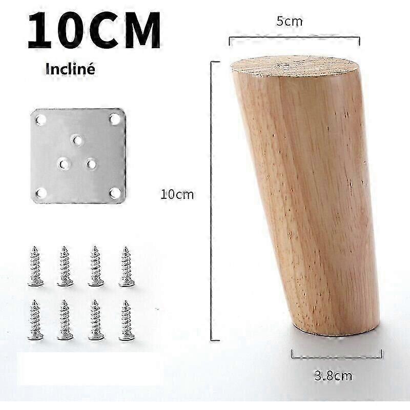 10cm Tapered Solid Wood Table Legs with Mounting Plate Compatible with Sofa & Chair