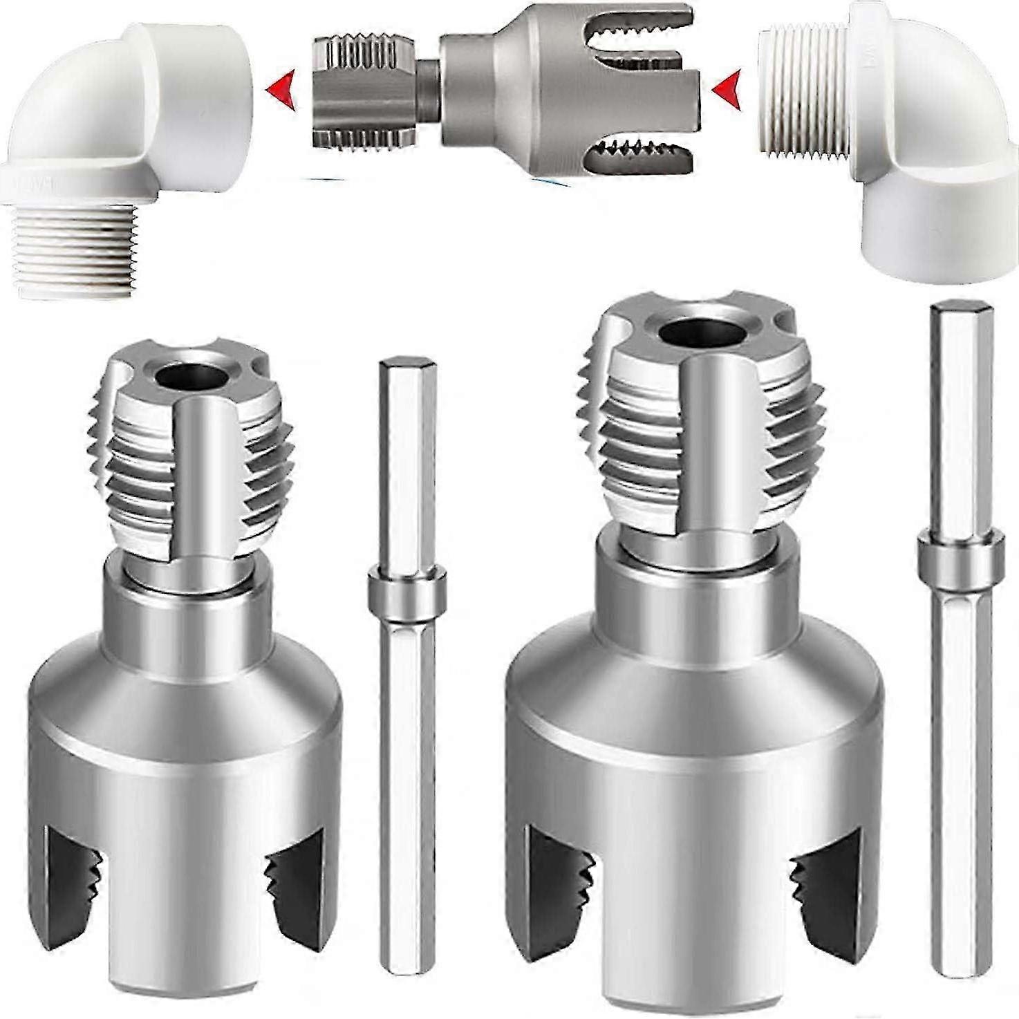 2PCS Water Pipe Integrated Internal & Externa Pipe Thread Cutting Tools Set(1/2" 3/4" Thread)