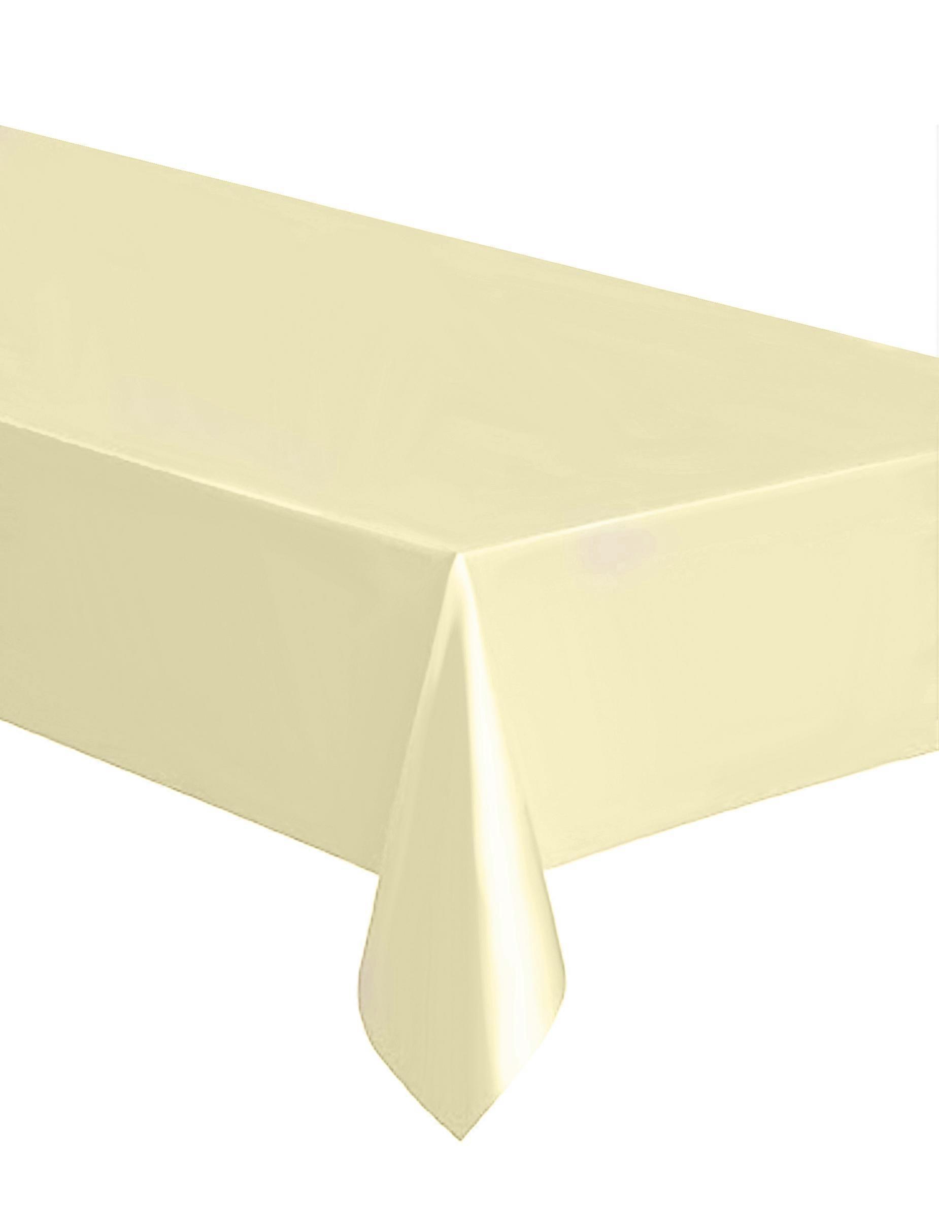 Rectangular ivory plastic tablecloth 137 x 274 cm