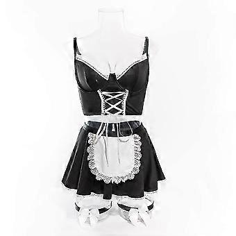 Lingerie Set for Women Ruffle French Maid Outfit Cosplay Lingerie Set 4 Pack Maid Costume