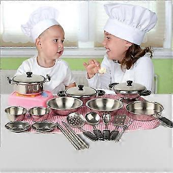 20Pcs Edelstahl Miniatur Spielzeug Töpfe Pfannen Kochgeschirr Set Für Kinder Pretend Spielen Geschenk