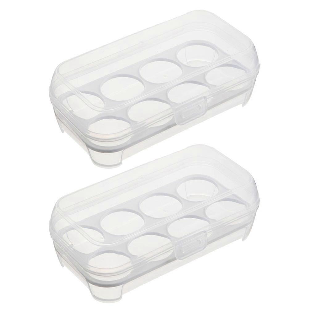 Egg Storage Container Egg Holder for Fridge Use 2Pcs White Plastic