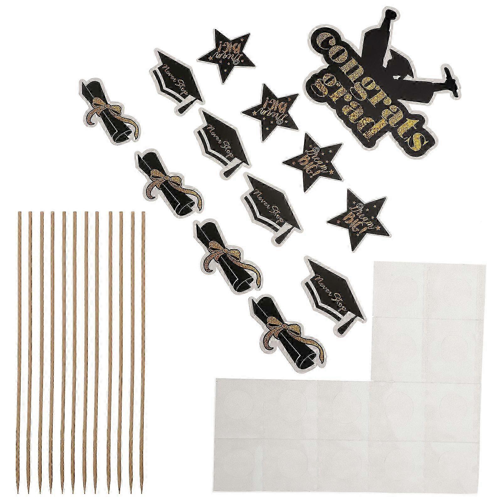 13pcs Creative Cake Picks Graduation Cake Insert Cake Toppers Cake Decorations