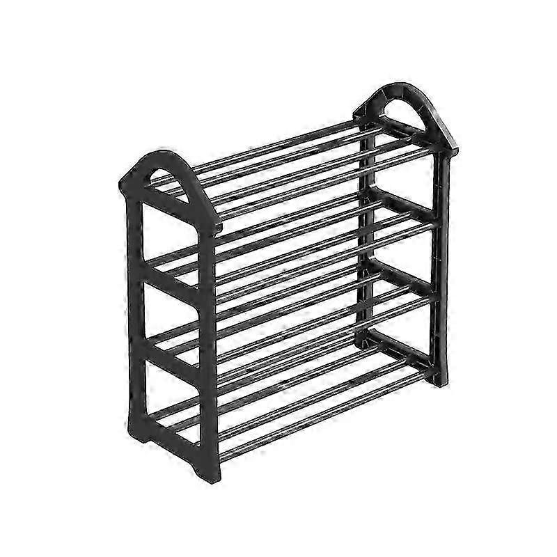 4-Tier Black Shoe Rack Slim
