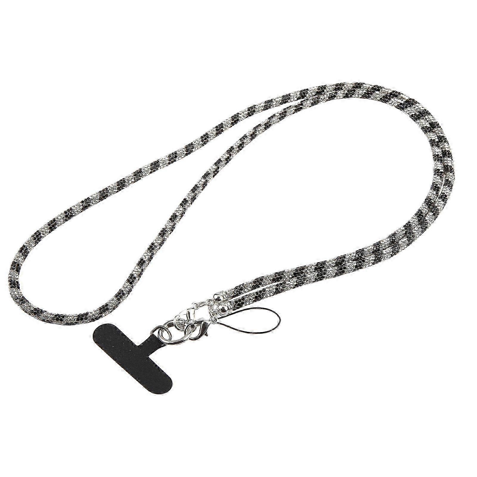 Rhinestone-Studded Long Phone Strap