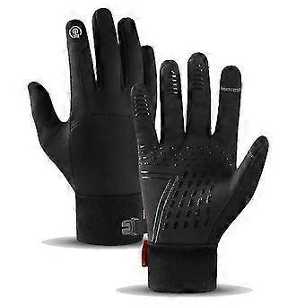 Wasserdichte, warme Fahrradhandschuhe mit Zwei-Finger-Touchscreen-Funktion, rutschfester Silikonhandfläche, winddichtem, weichem Samtfutter, Outdoor-Handschuhe zum Radfahren und Angeln