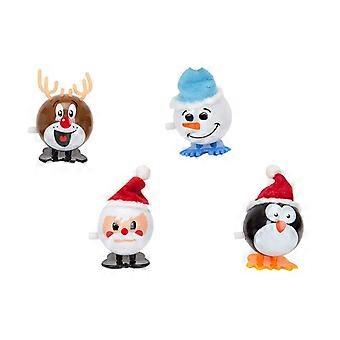 7cm Wind Up Christmas Toys Pack of 4 Battery Fun Four Festive Figures for Kids Gifts