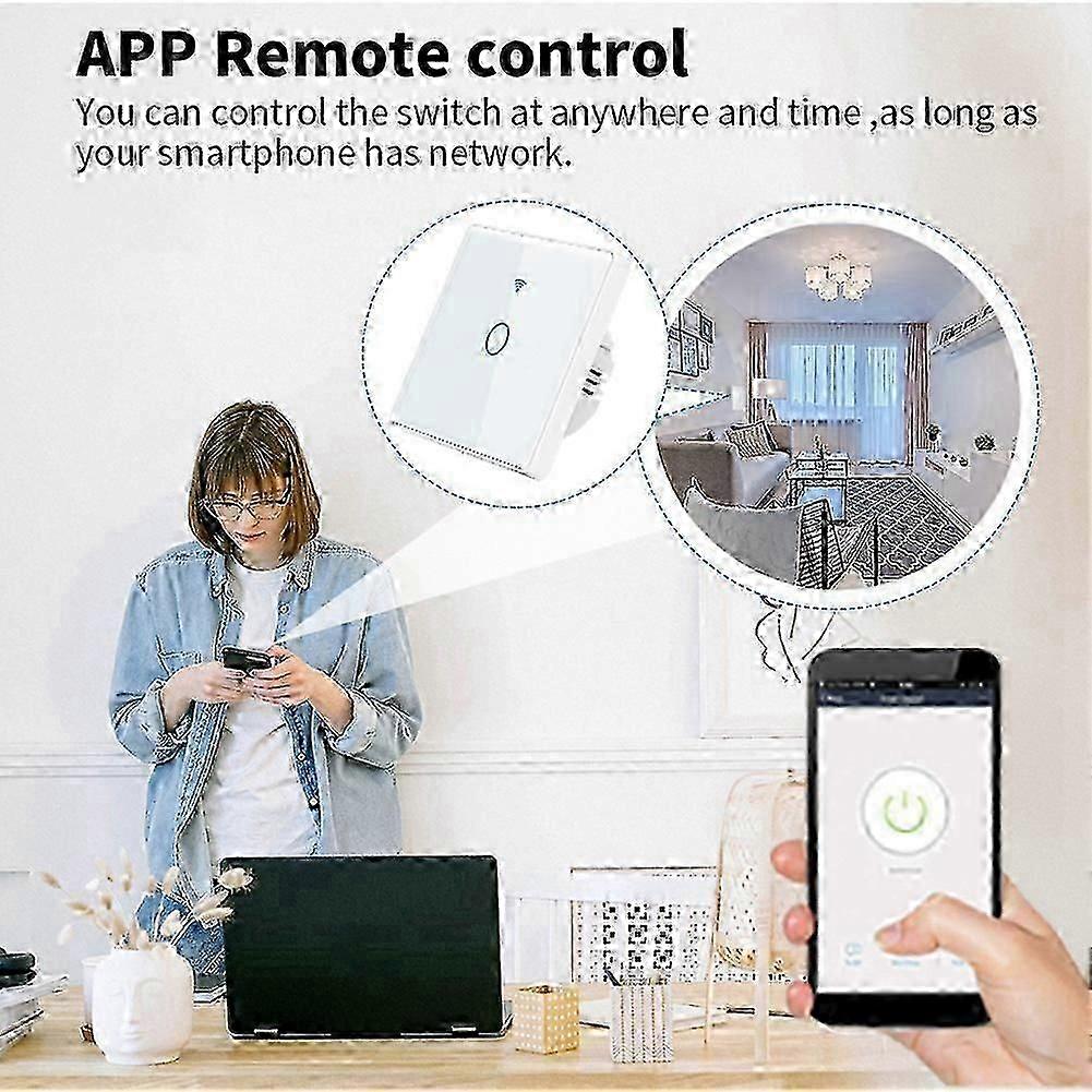 Wi-Fi wall switch. Smart touchscreen control compatible with Alexa. Smart light switch. compatible with easy light control.