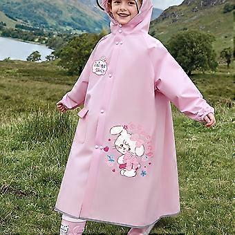 Kids' Raincoat Mid-Length Hooded with Transparent Brim, Elastic Cuffs, Snap Buttons and Zip Front, Cartoon Design for Outdoor
