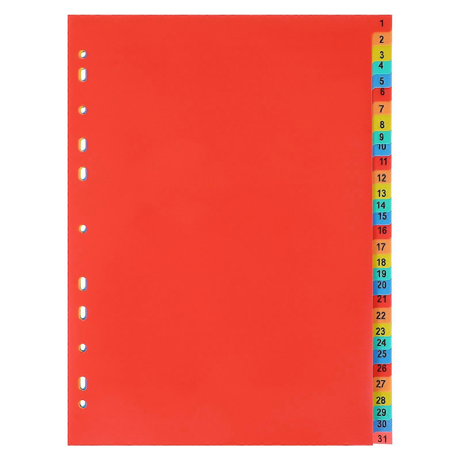 PVC A4 Binder Divider for Notebook Filing 1Set Red Material