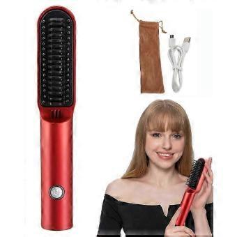 2 In 1 Hair Straightener Brush Electric Hair Straightening Comb Cordless Hair Curler-bj