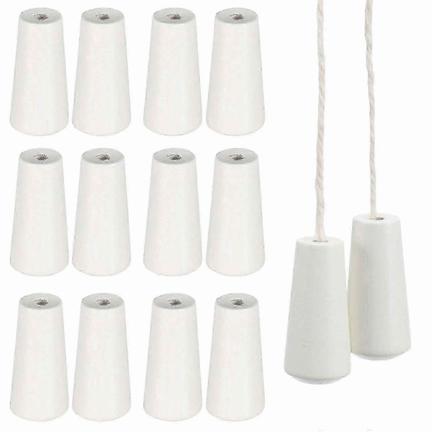For Window Blinds: 12 Pcs White Wooden Cord Pulls, Tassels, and Replacement Knobs