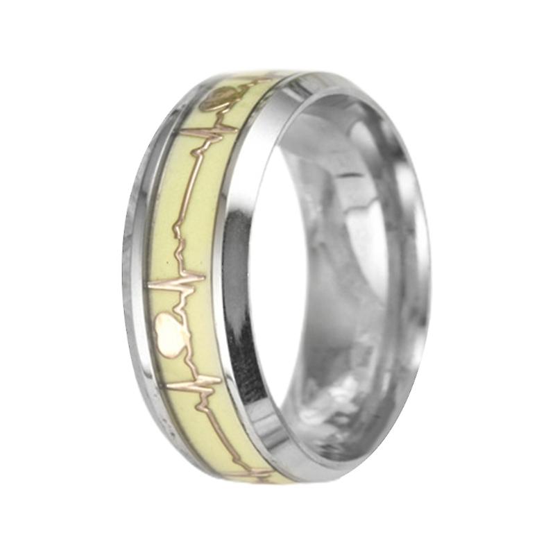 gull sølv rustfritt stål hjerte lysende ring glødende i mørke par ringer