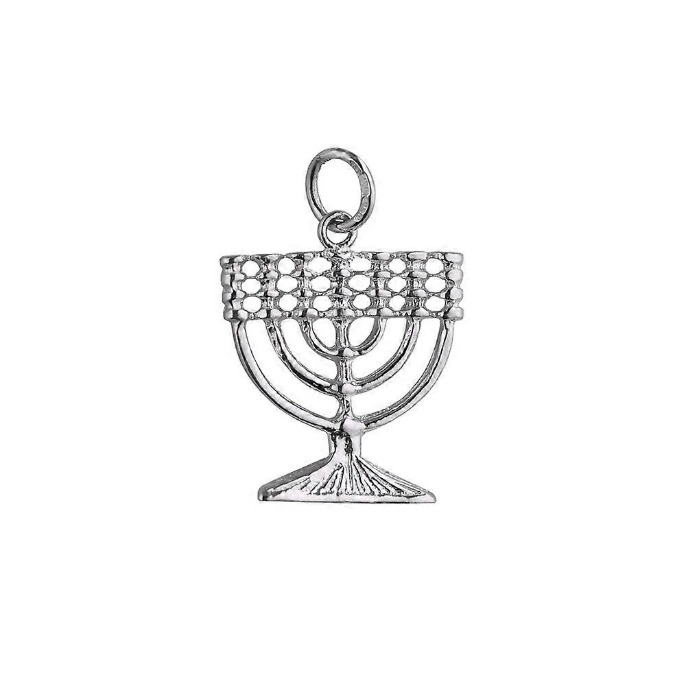 Silver 17x17mm Menorah Pendant or Charm