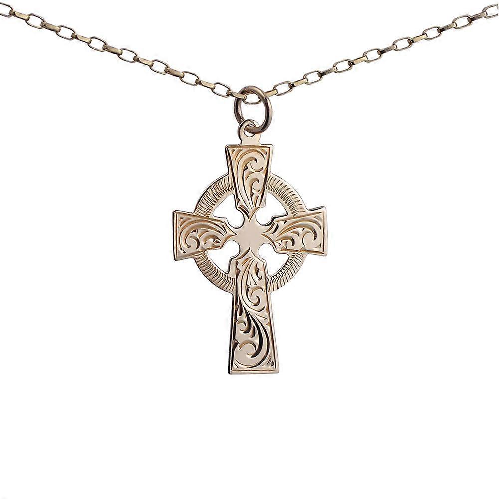 9ct Gold 28x20mm hand engraved Celtic 