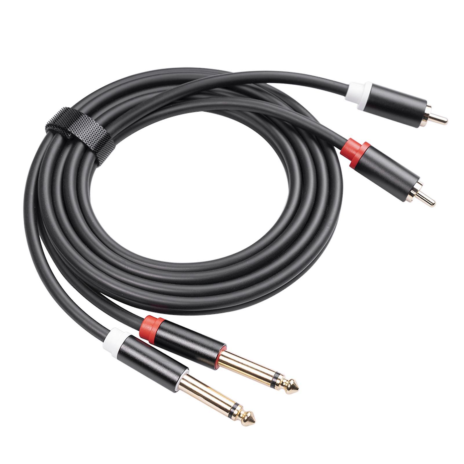 Dual 1/4"" TS to Dual RCA Audio Interconnect Cable 2*6.35mm Male TS to 2 RCA Male Adapter Wire Cord