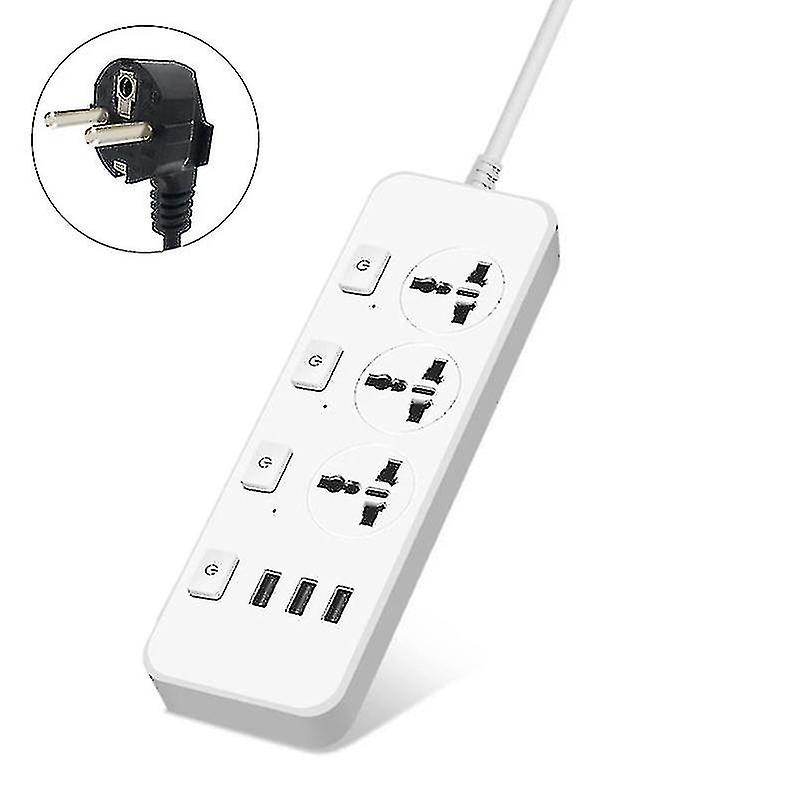 Us/uk/eu Strip 5v2.1a Sur Protector With 3 Outlets 3 Usb