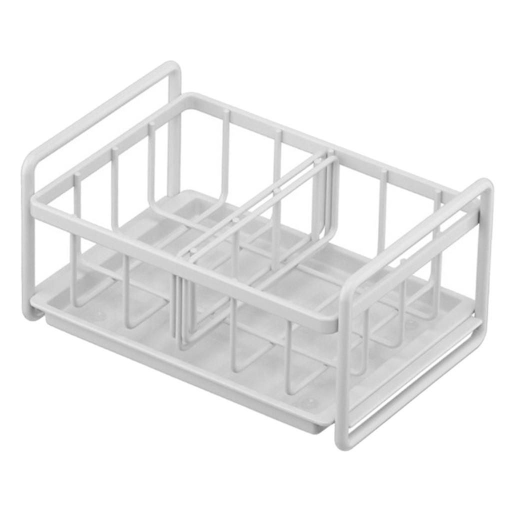 Kitchen Sponge Holder with Removable Drain Tray for Sink Soap White