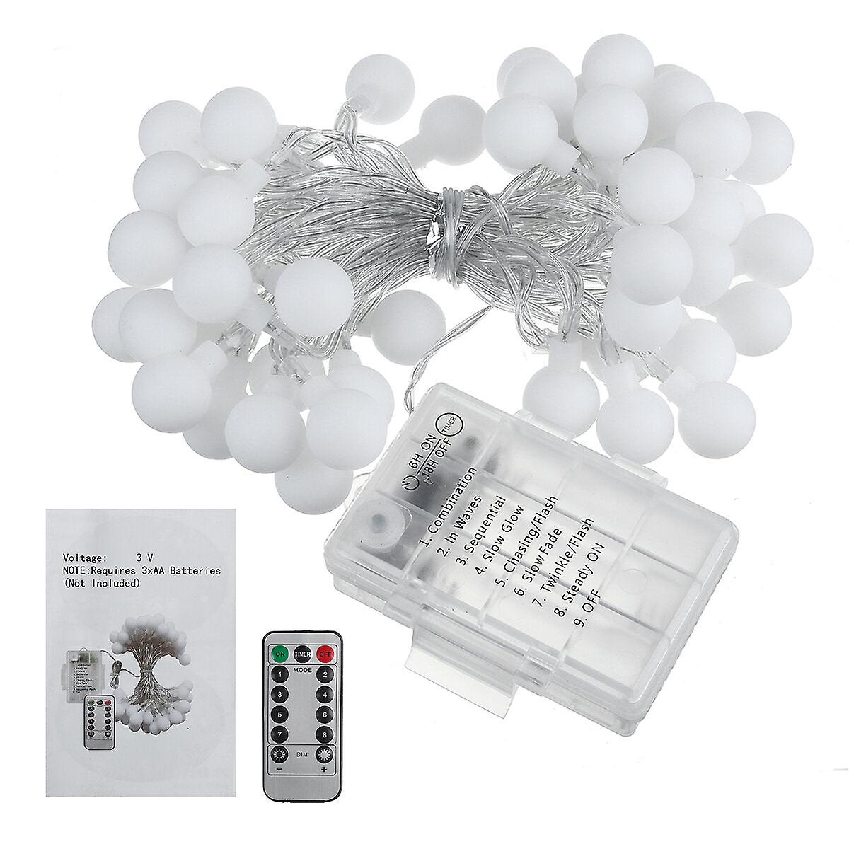 Battery Powered Led String Lights - 8 Modes Globe Bulbs For Patio, Garden, Christmas, Party Decor, 2m/5m/10m