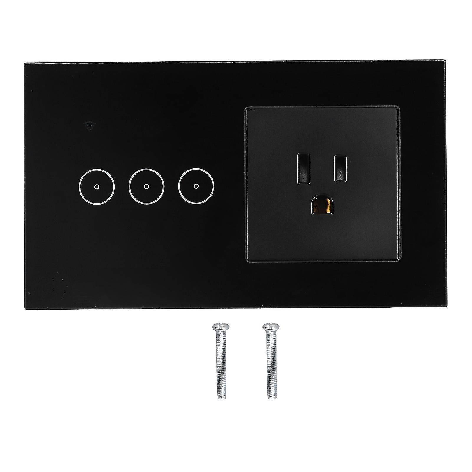 10A 3 Gang Smart Switch Socket Multifunctional Wall Panel Switch Wifi Switch Socket Us Plug 95250v/ac