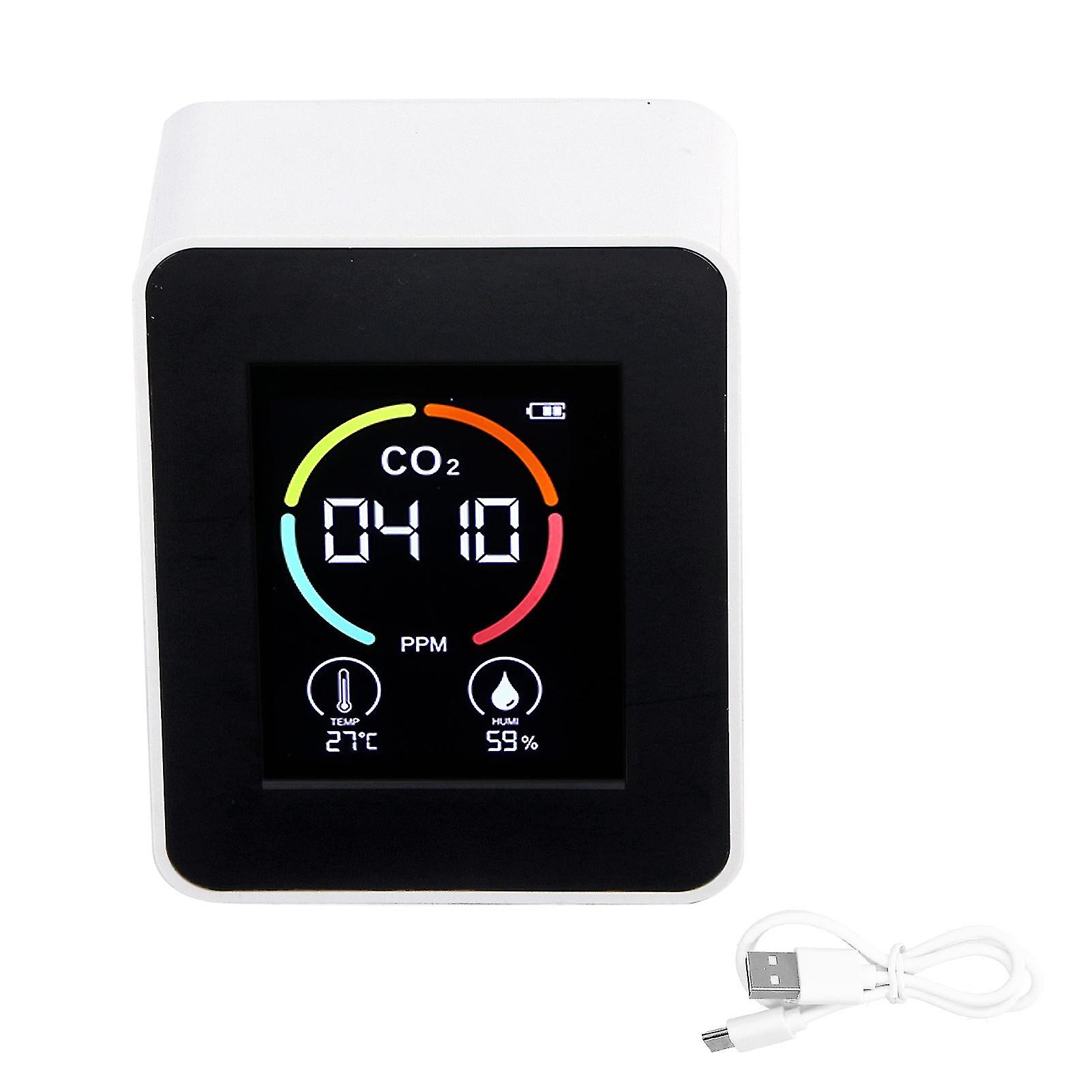 Carbon Dioxide Detector Semiconductor Usb Charging Lcd Temperature Humidity Detection Air Quality Detectorwhite