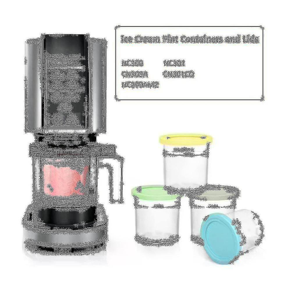 Ice Cream Pint Container With Lid Replacement For Ninja Creami, Compatible With Nc301 Nc300 Nc299am